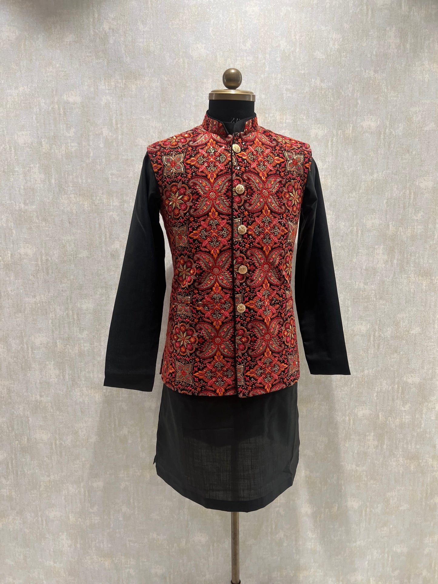 Kashmiri Embroidery Kurta Jacket Set