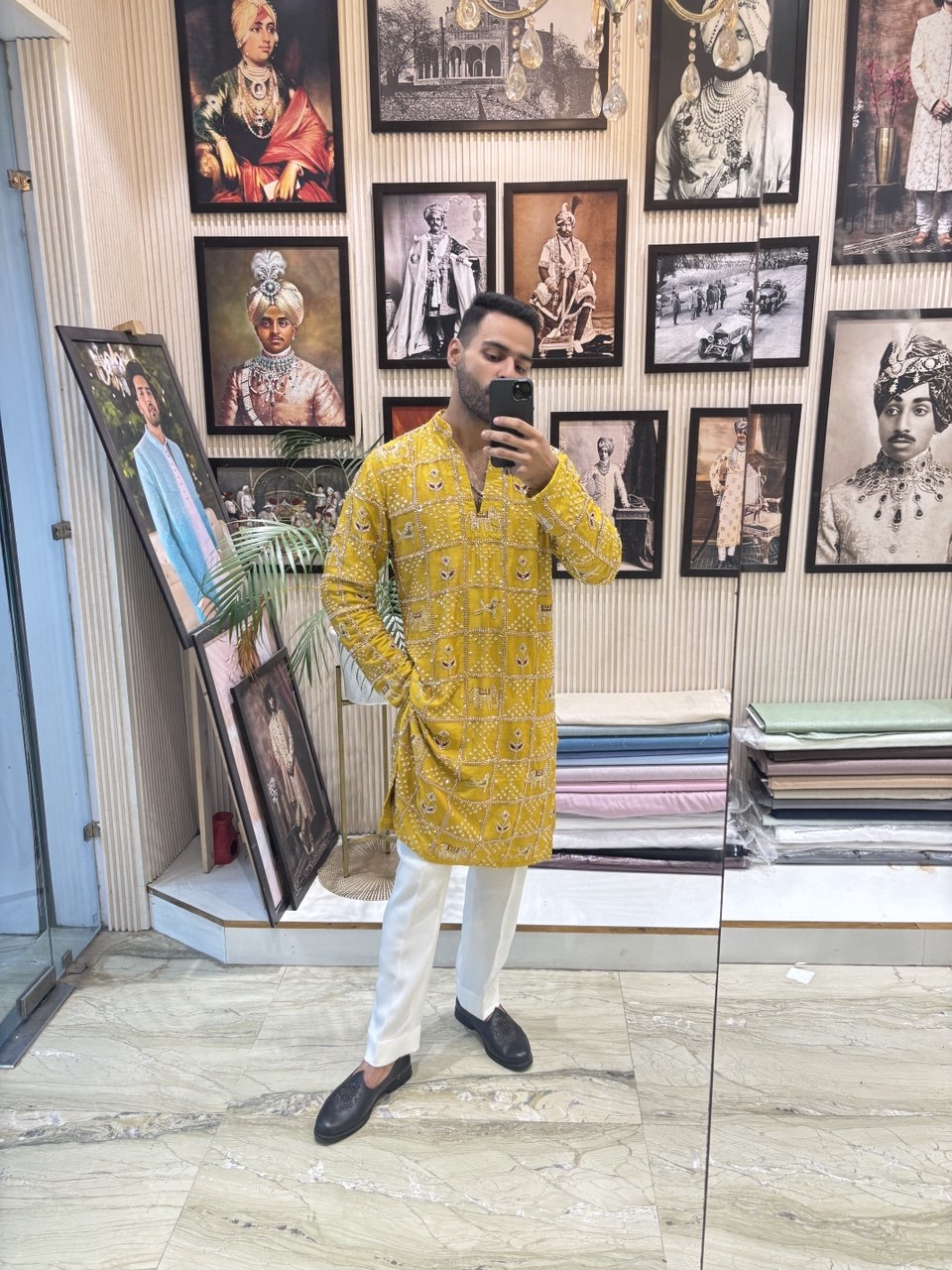 Rajwada Themed Yellow Kurta Set