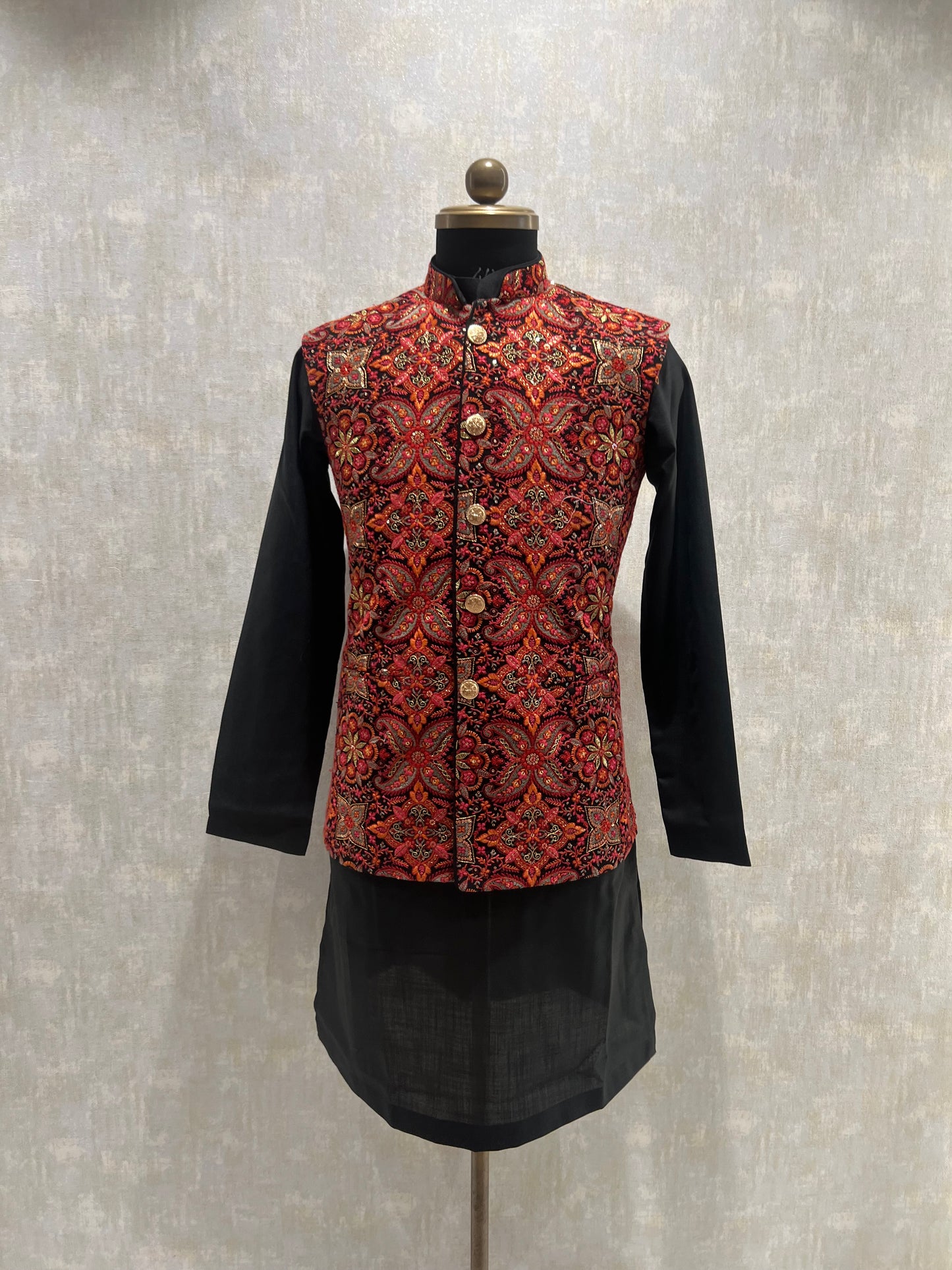 Kashmiri Embroidery Kurta Jacket Set