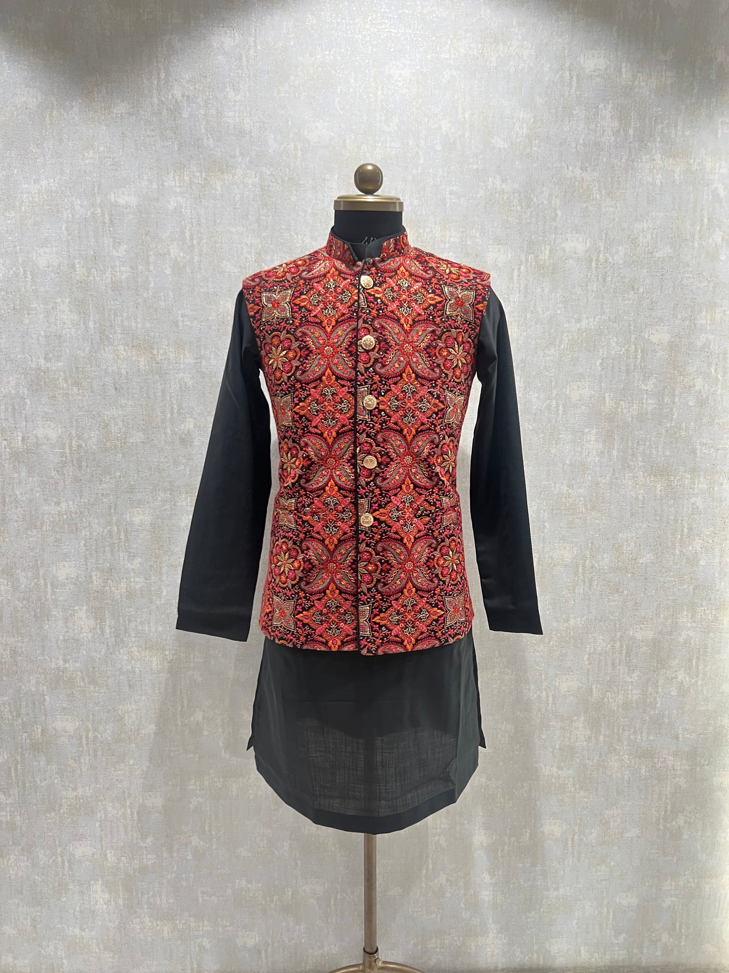 Kashmiri Embroidery Kurta Jacket Set