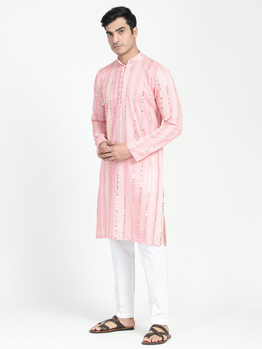 Panel Embroidery Multicolored Kurta Set