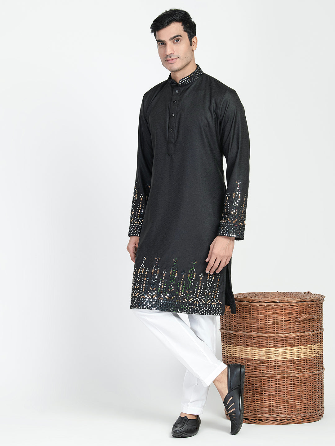 Hand Embroidered Glass Work Kurta Set