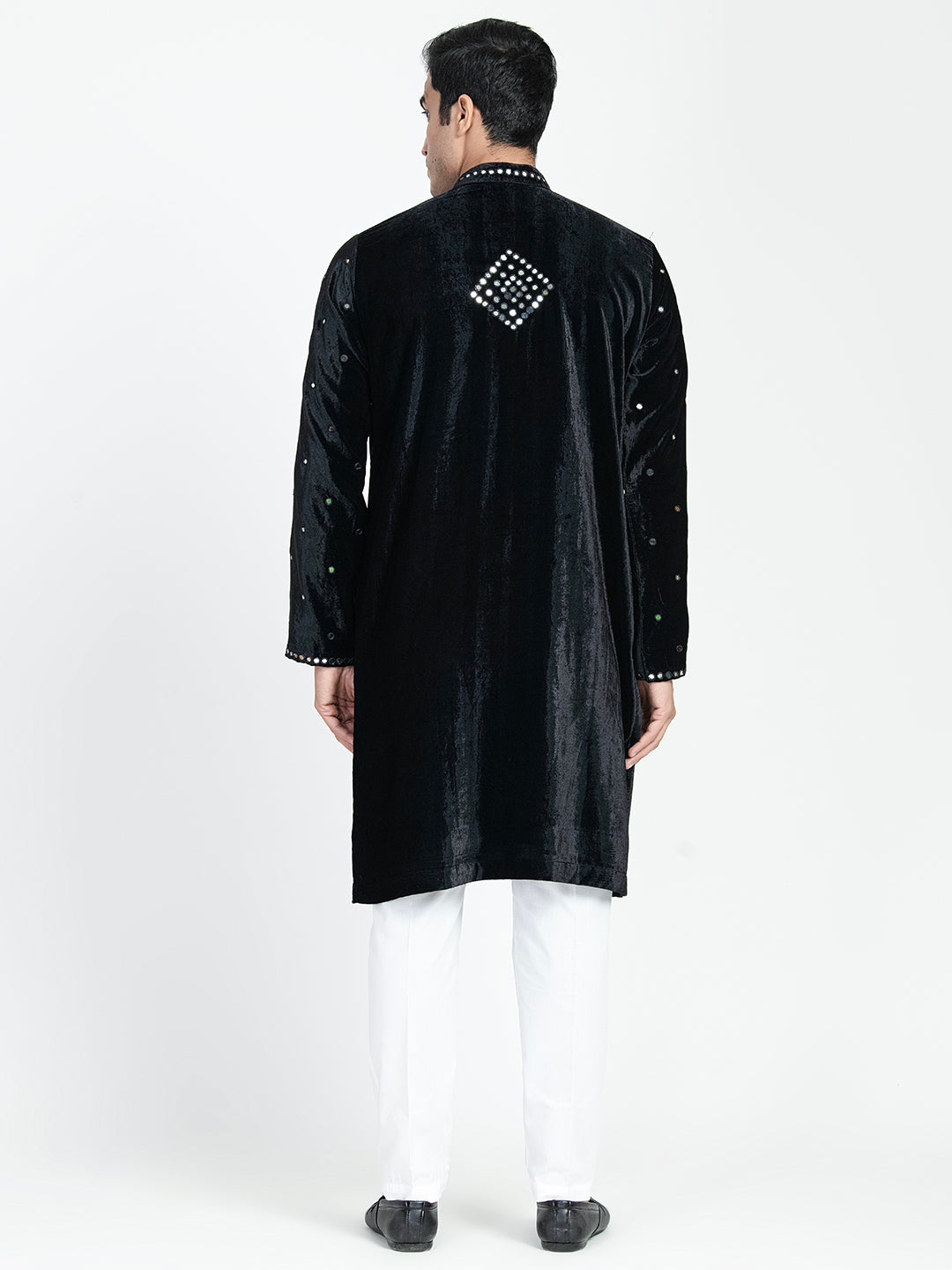 Hand Embroidered Glass Work Velvet Kurta Set
