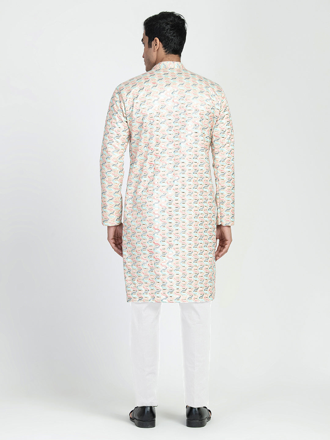 Formal Thread Embroidery Multicolored Kurta Set