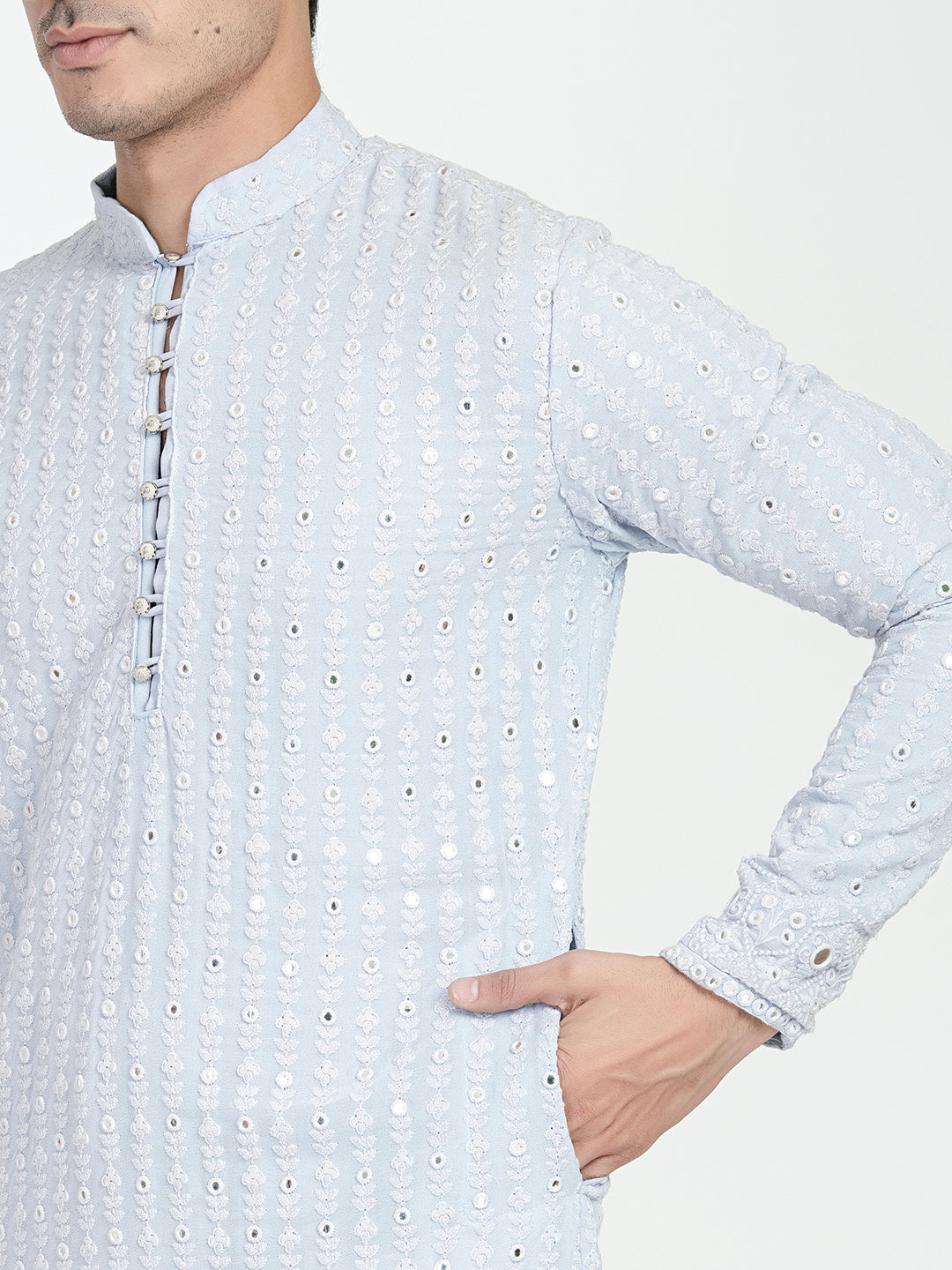 Classic Mirror Embroidery Kurta Set
