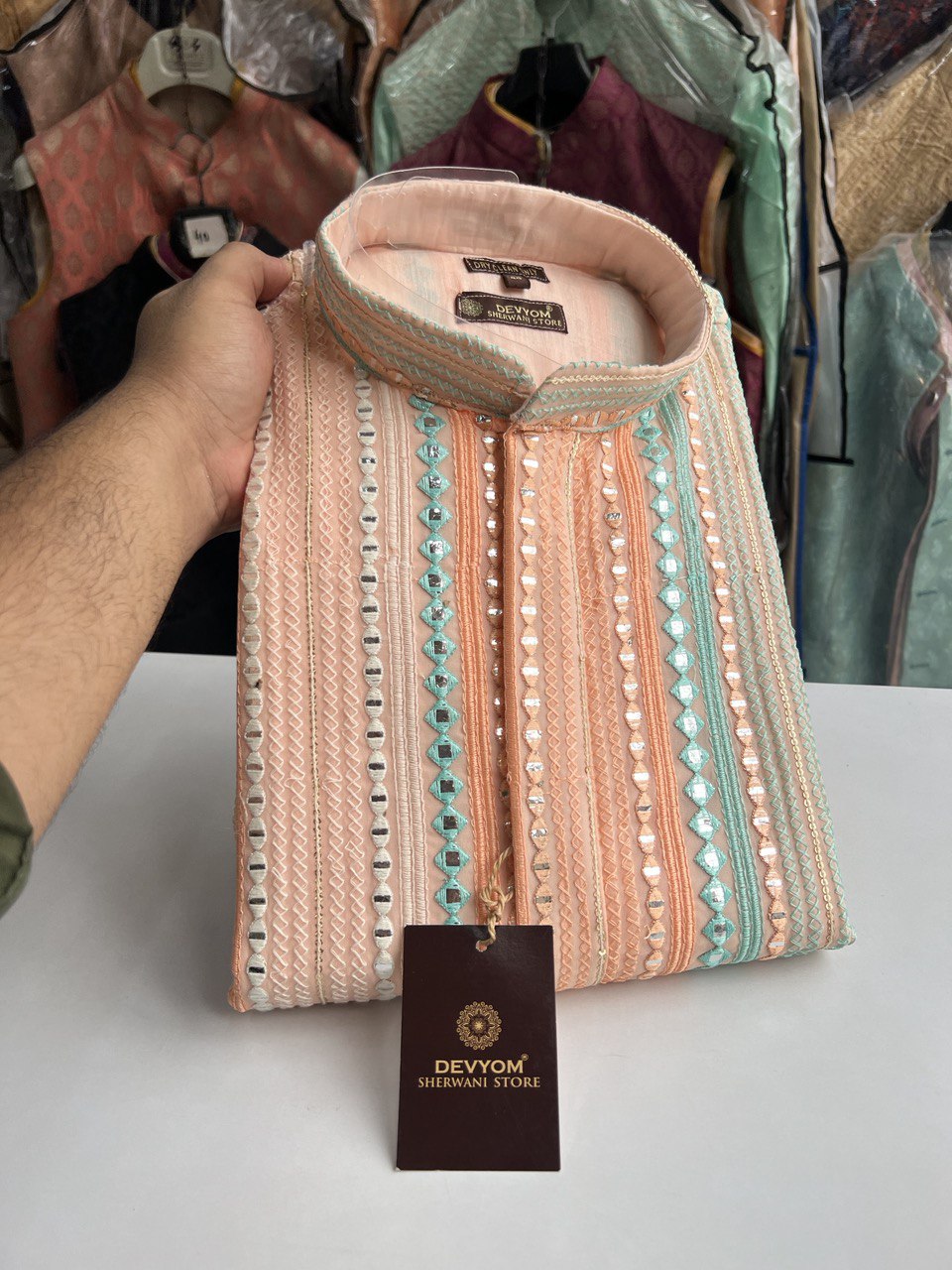 Double Toned Mirrorwork Kurta Set