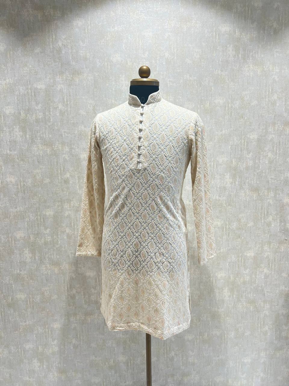 Floral Motif Work Multicolored Kurta Set