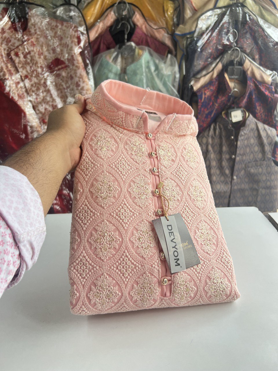 Lucknowi Sequins Worked Chikankari Kurta Set