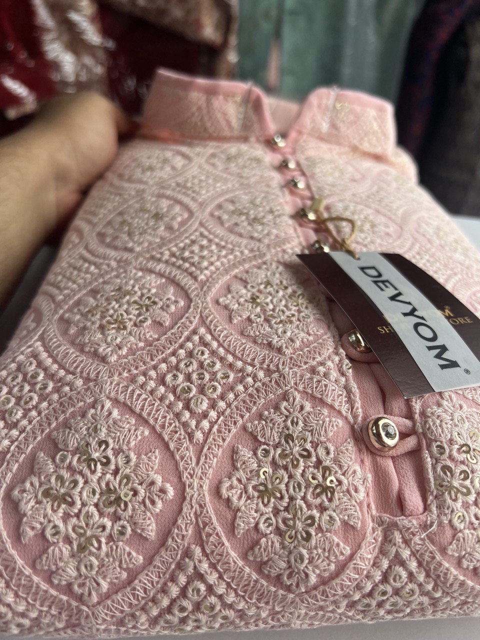 Lucknowi Sequins Worked Chikankari Kurta Set