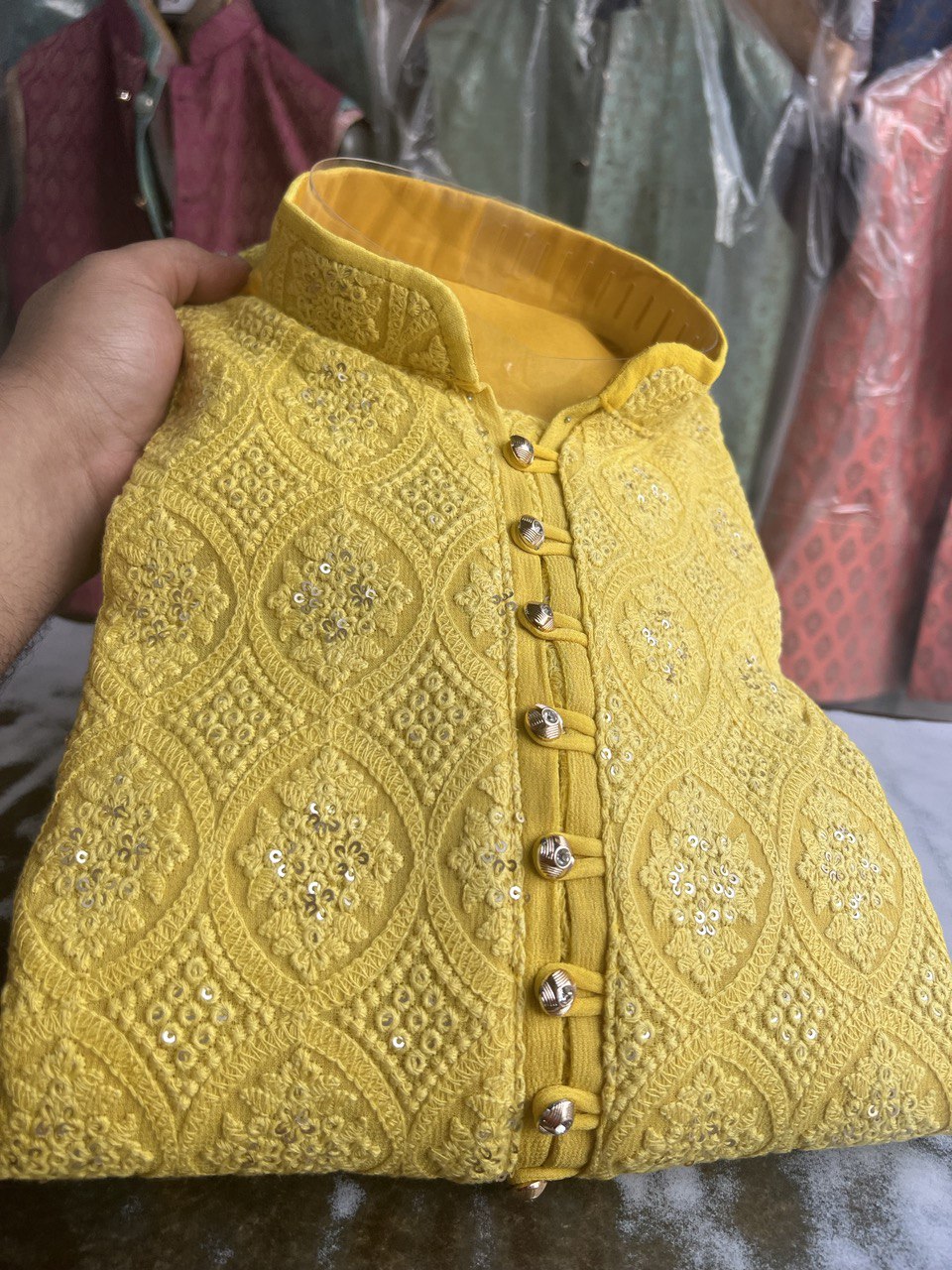 Lucknowi Sequins Worked Chikankari Kurta Set