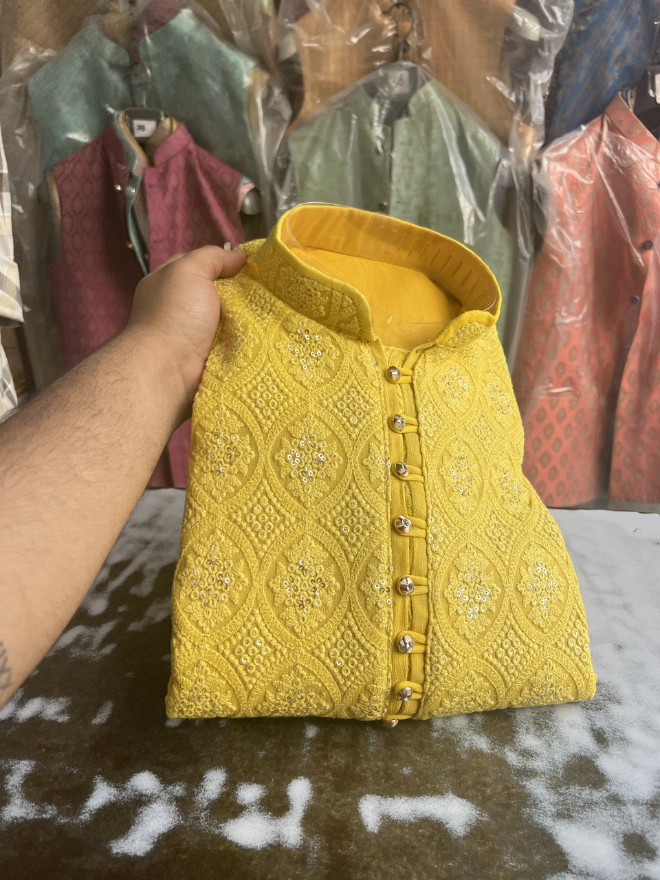 Lucknowi Sequins Worked Chikankari Kurta Set