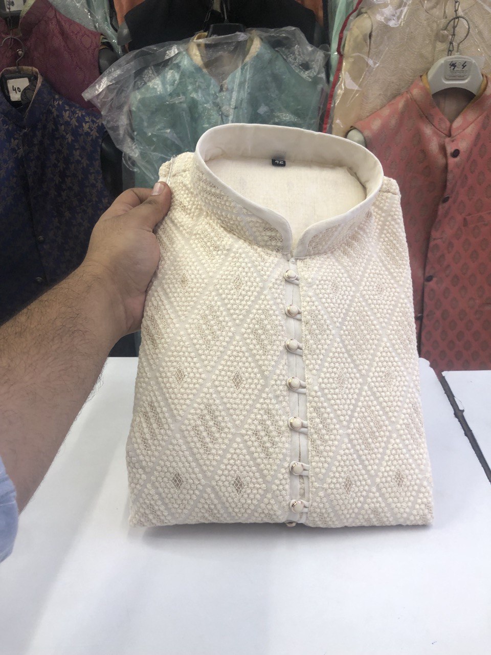 Lucknowi Sequins Worked Chikankari Kurta Set