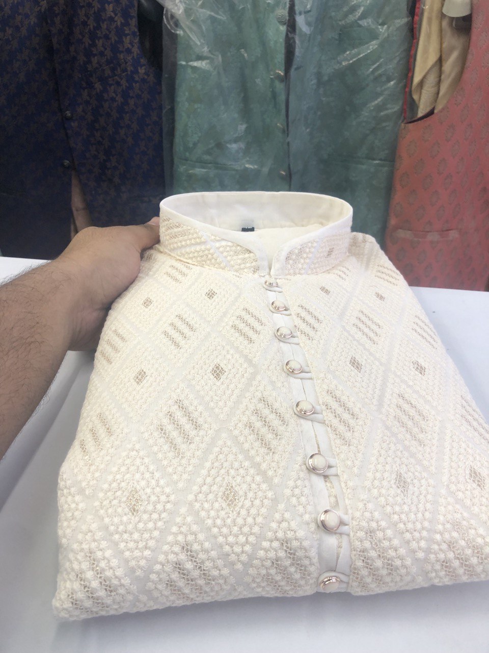 Lucknowi Sequins Worked Chikankari Kurta Set