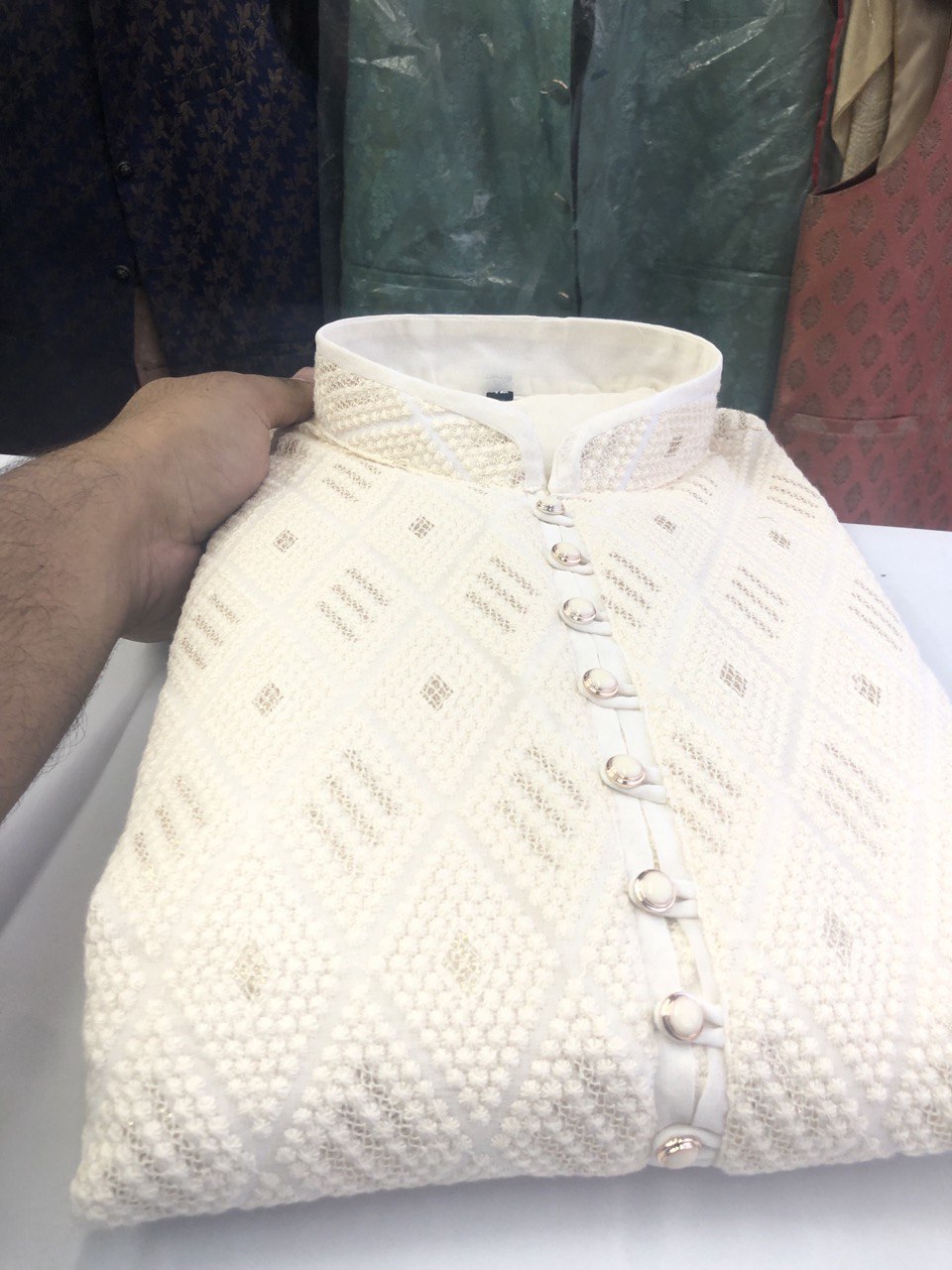 Lucknowi Sequins Worked Chikankari Kurta Set