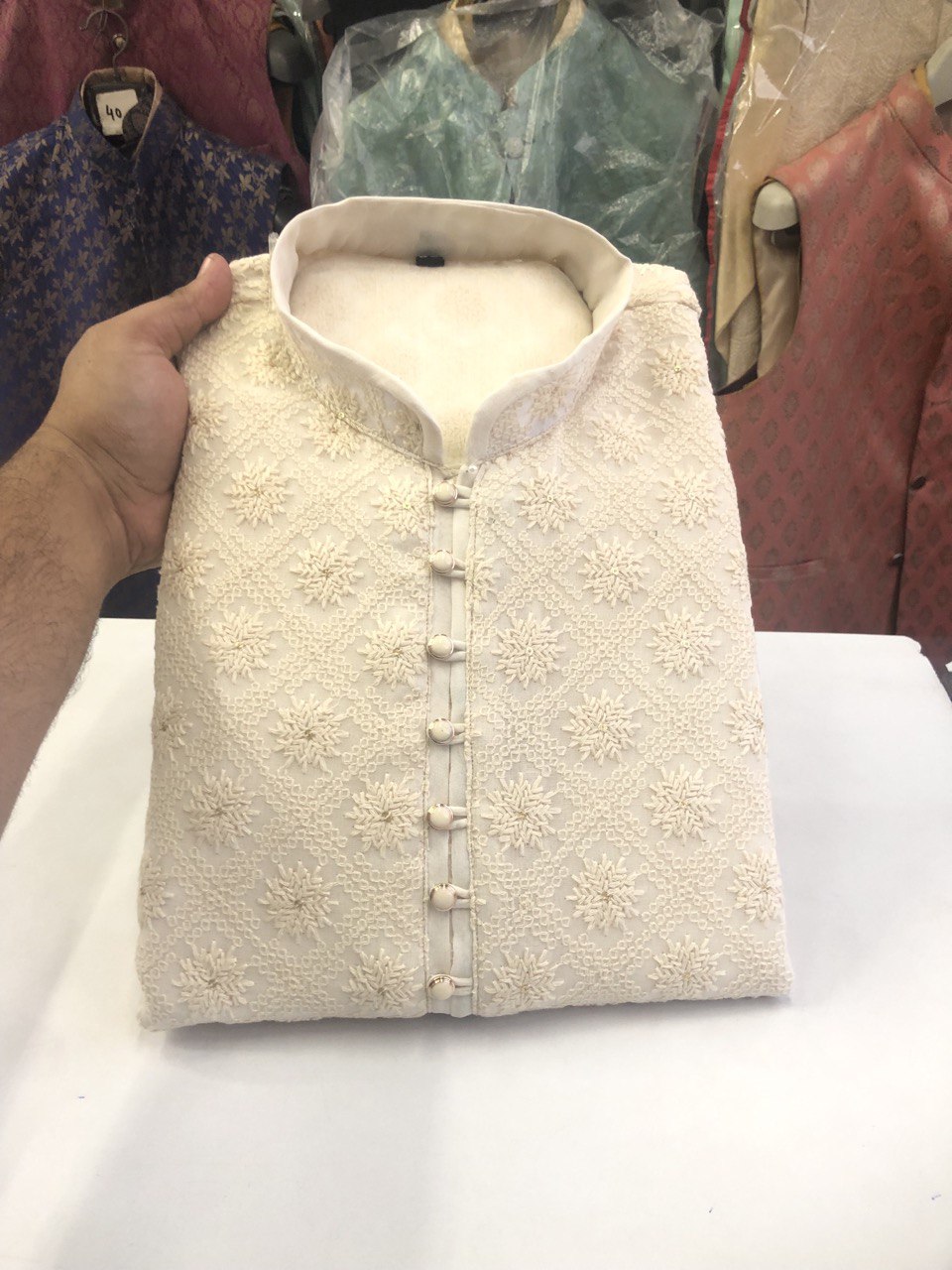 Lucknowi Sequins Worked Chikankari Kurta Set