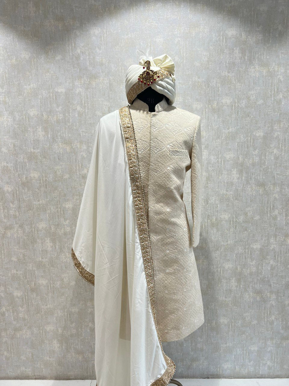 Ivory Threadwork Groomswear Sherwani Set