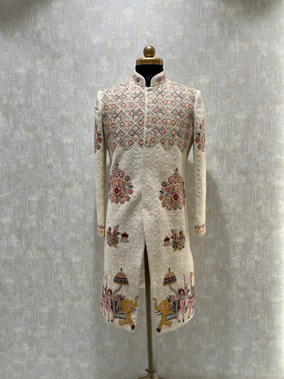 Rajwada Themed Cutdana Embroidery Sherwani Set