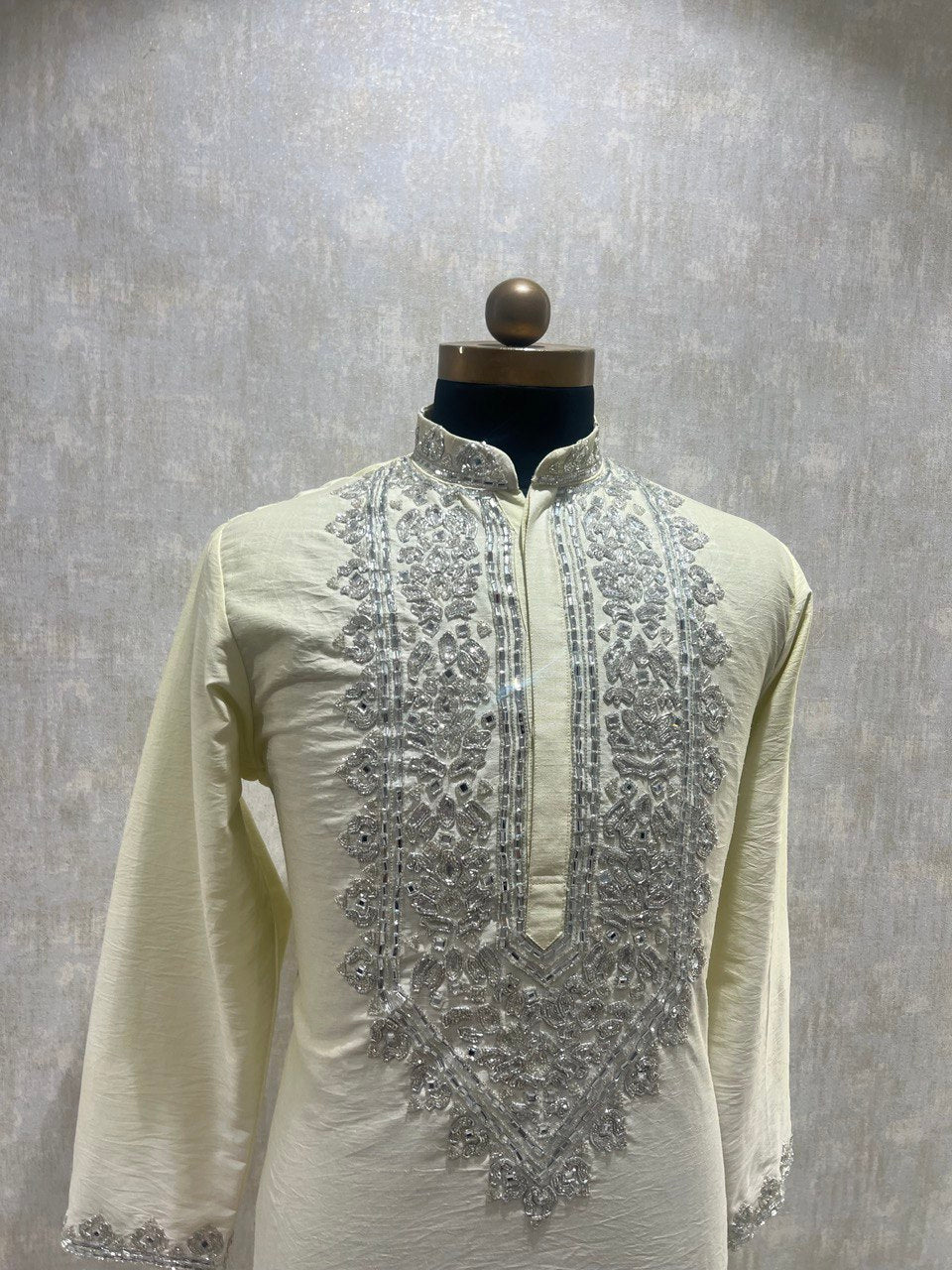 Hand Embroidered Real Glass Work Kurta Set