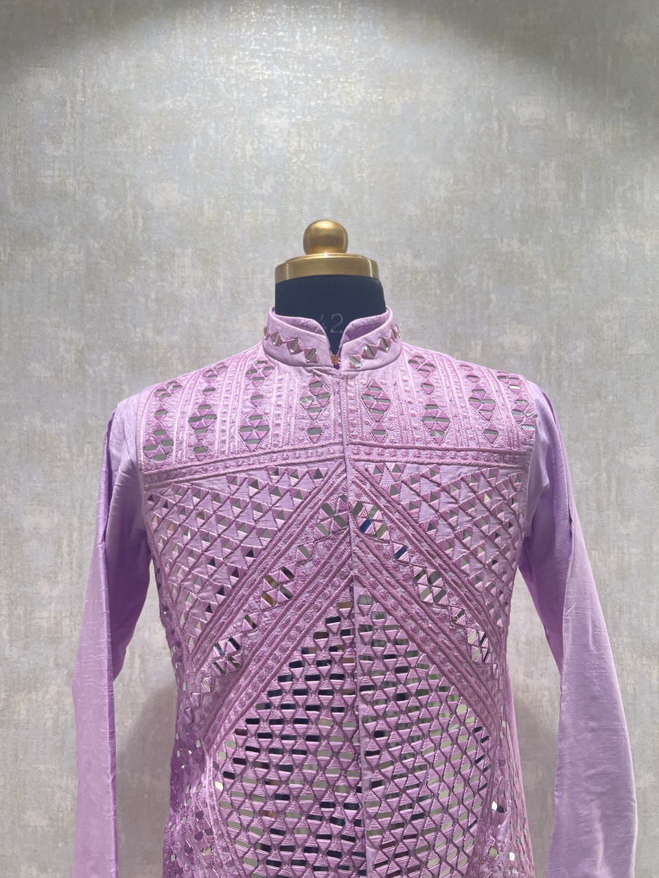 Hand Embroidered Glass Bundi Jacket Set