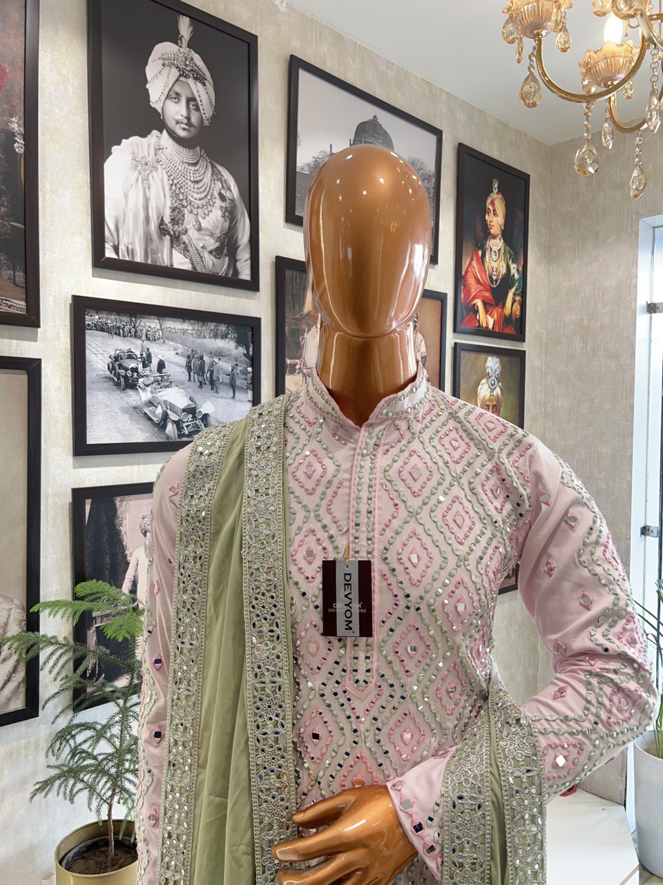 Real Glass Embroidered Multicolored Kurta Dupatta Set