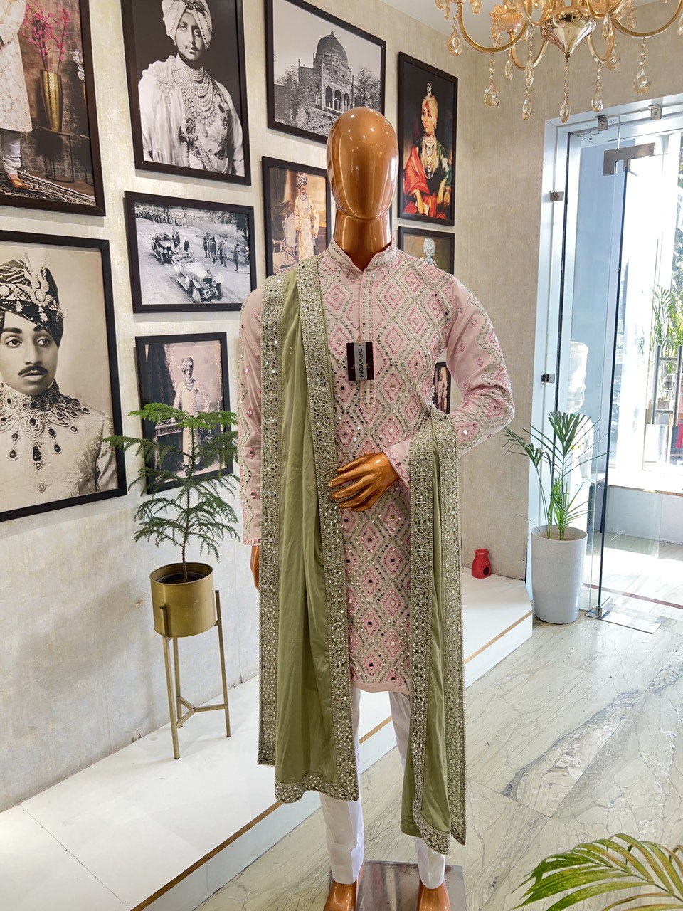 Real Glass Embroidered Multicolored Kurta Dupatta Set