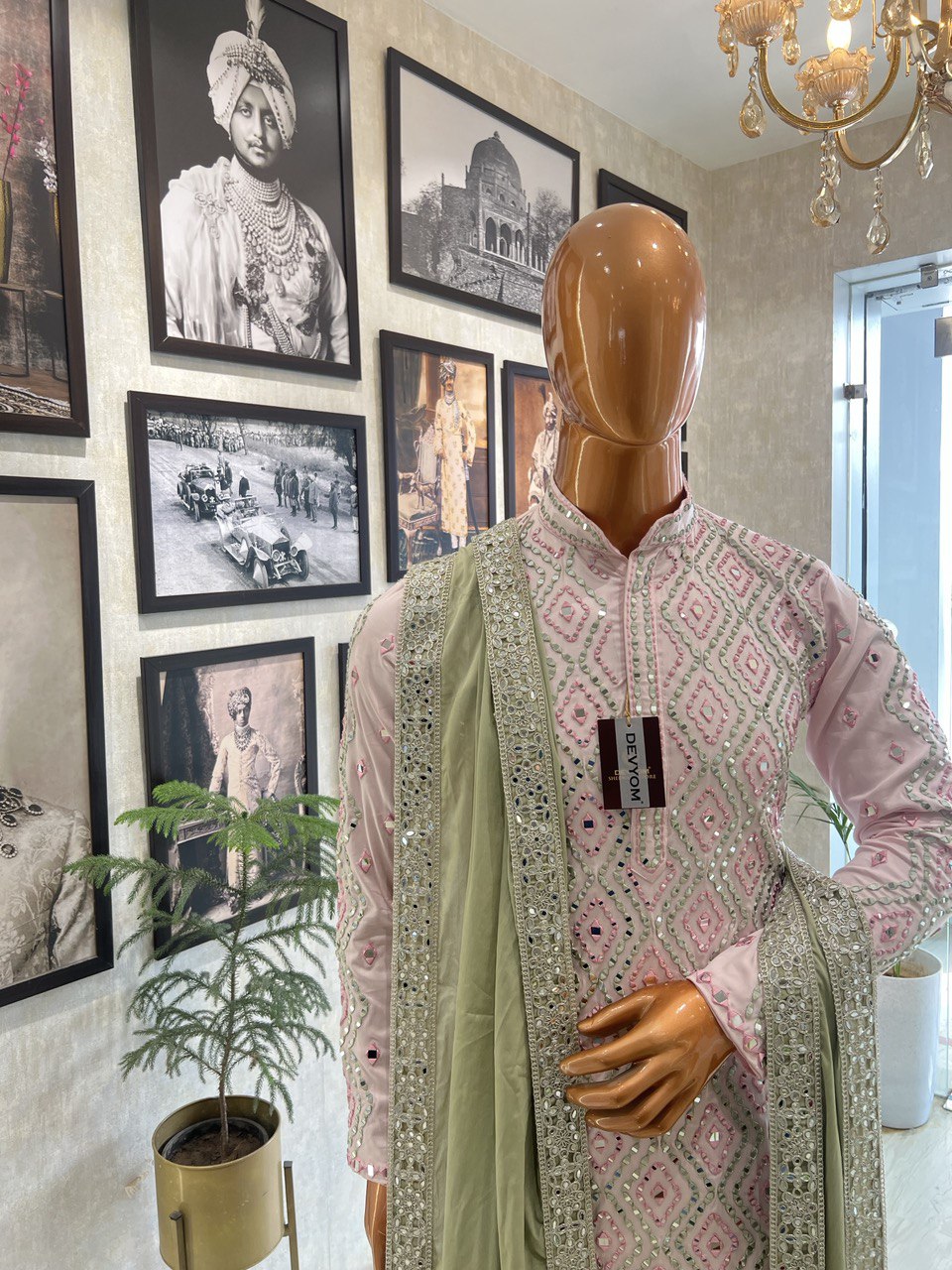 Real Glass Embroidered Multicolored Kurta Dupatta Set