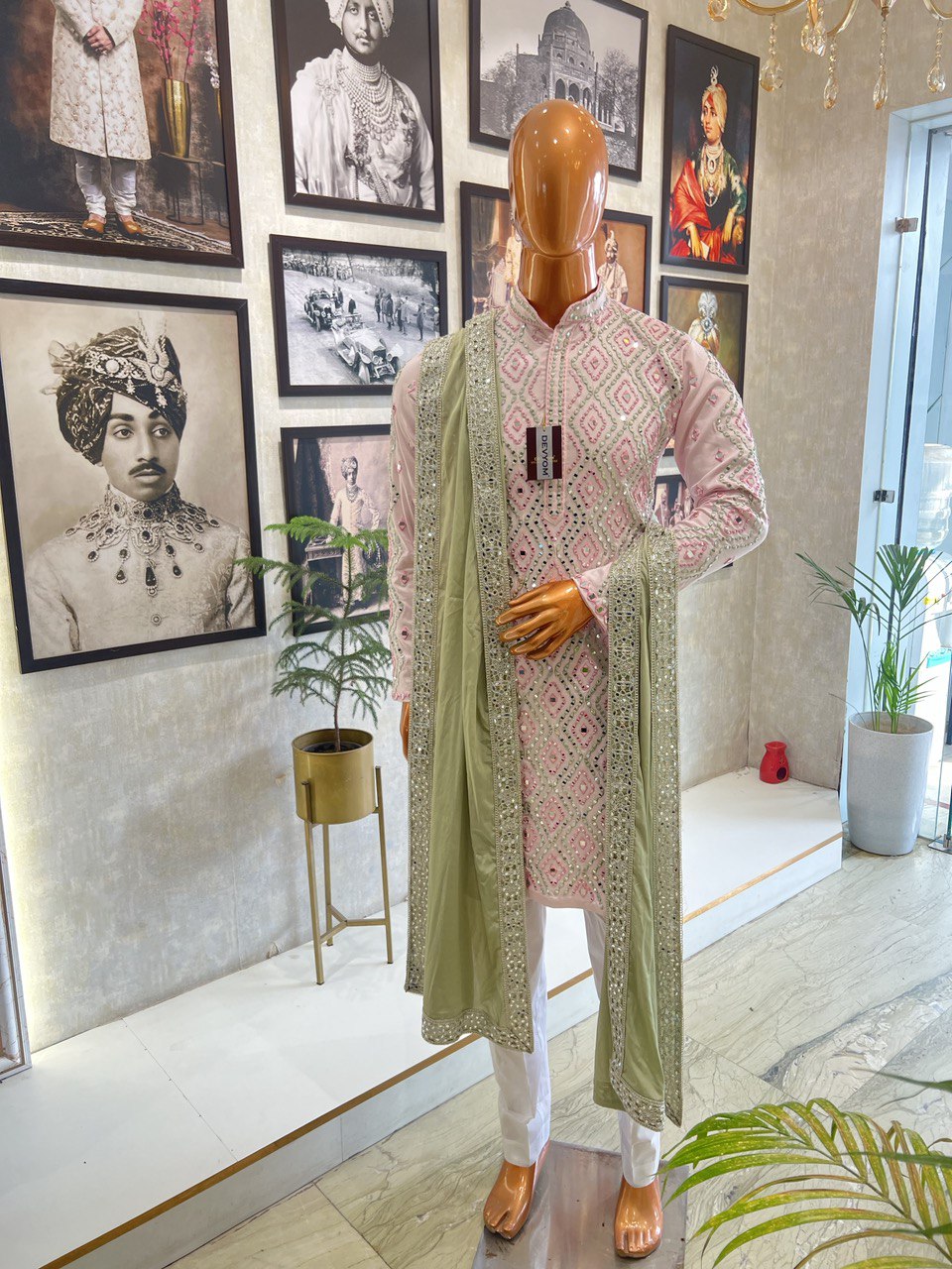 Real Glass Embroidered Multicolored Kurta Dupatta Set