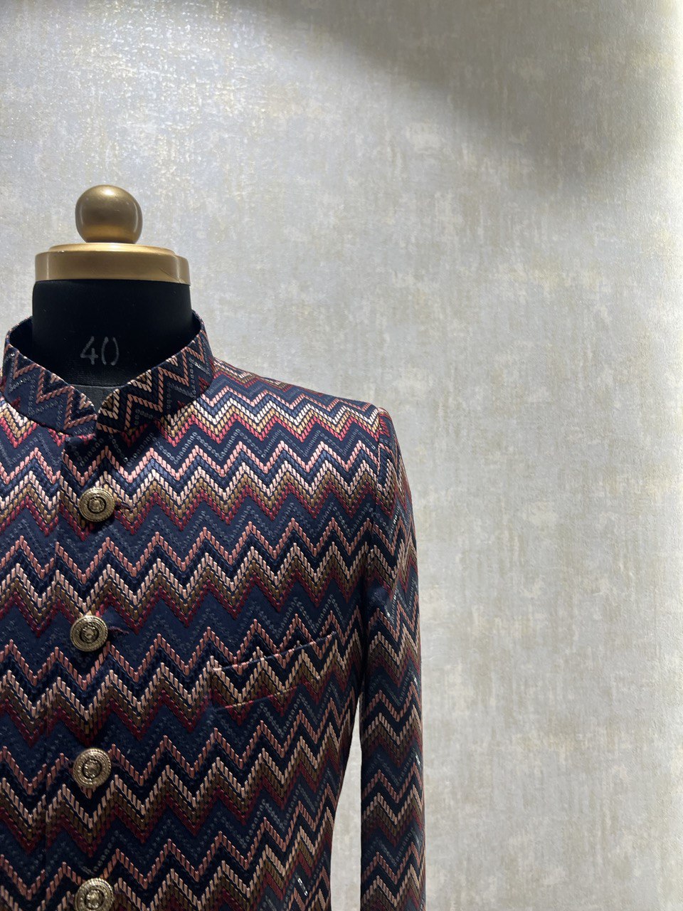Chevron Designed Multicolored Indowestern Set