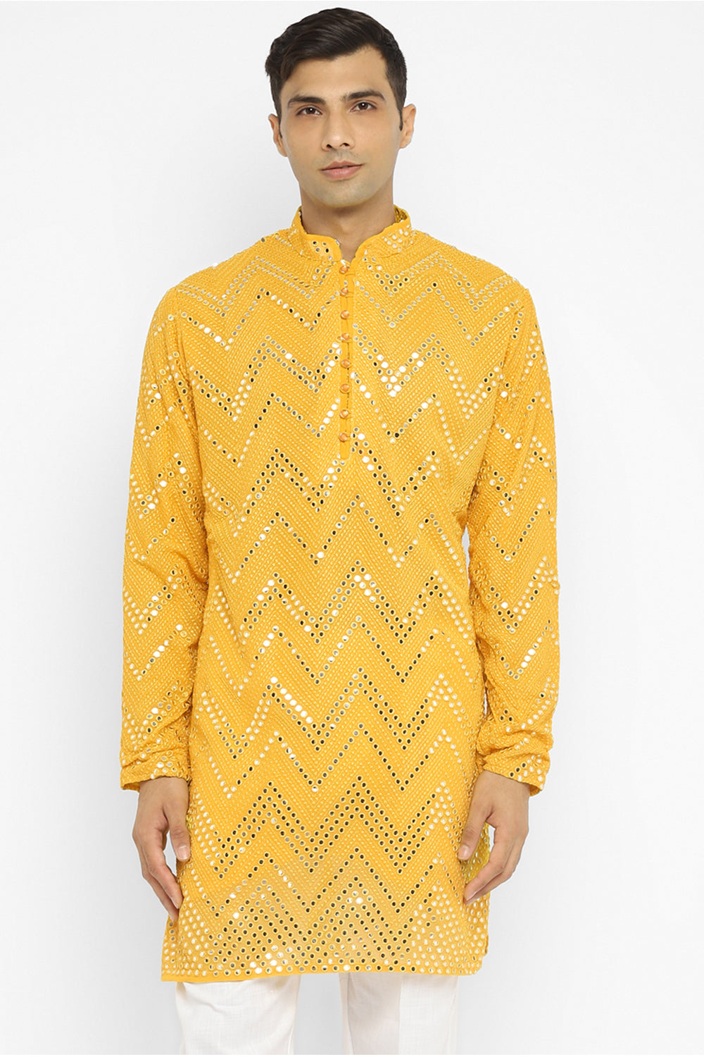 Chevron Mirror Embroidery Kurta Set