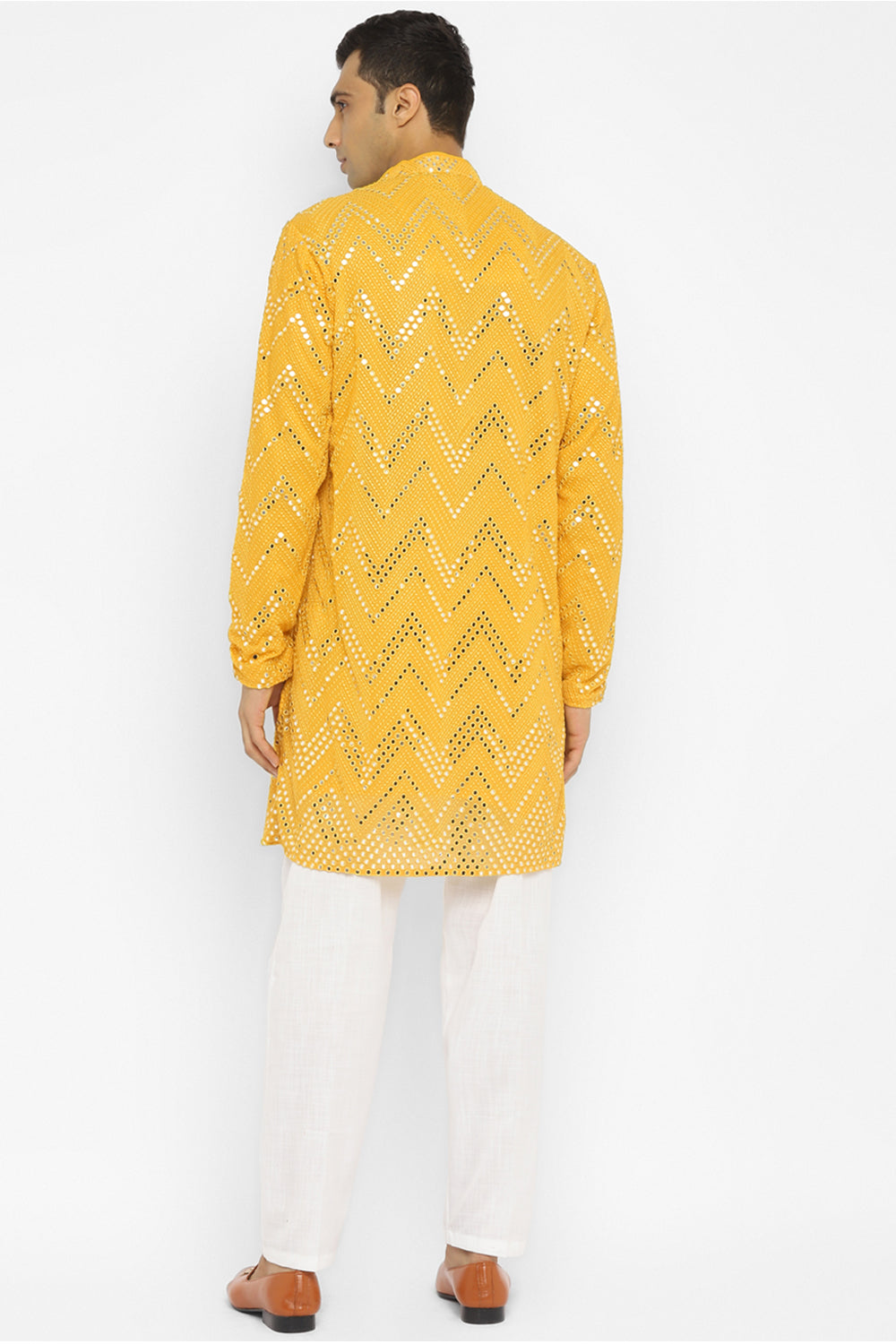Chevron Mirror Embroidery Kurta Set