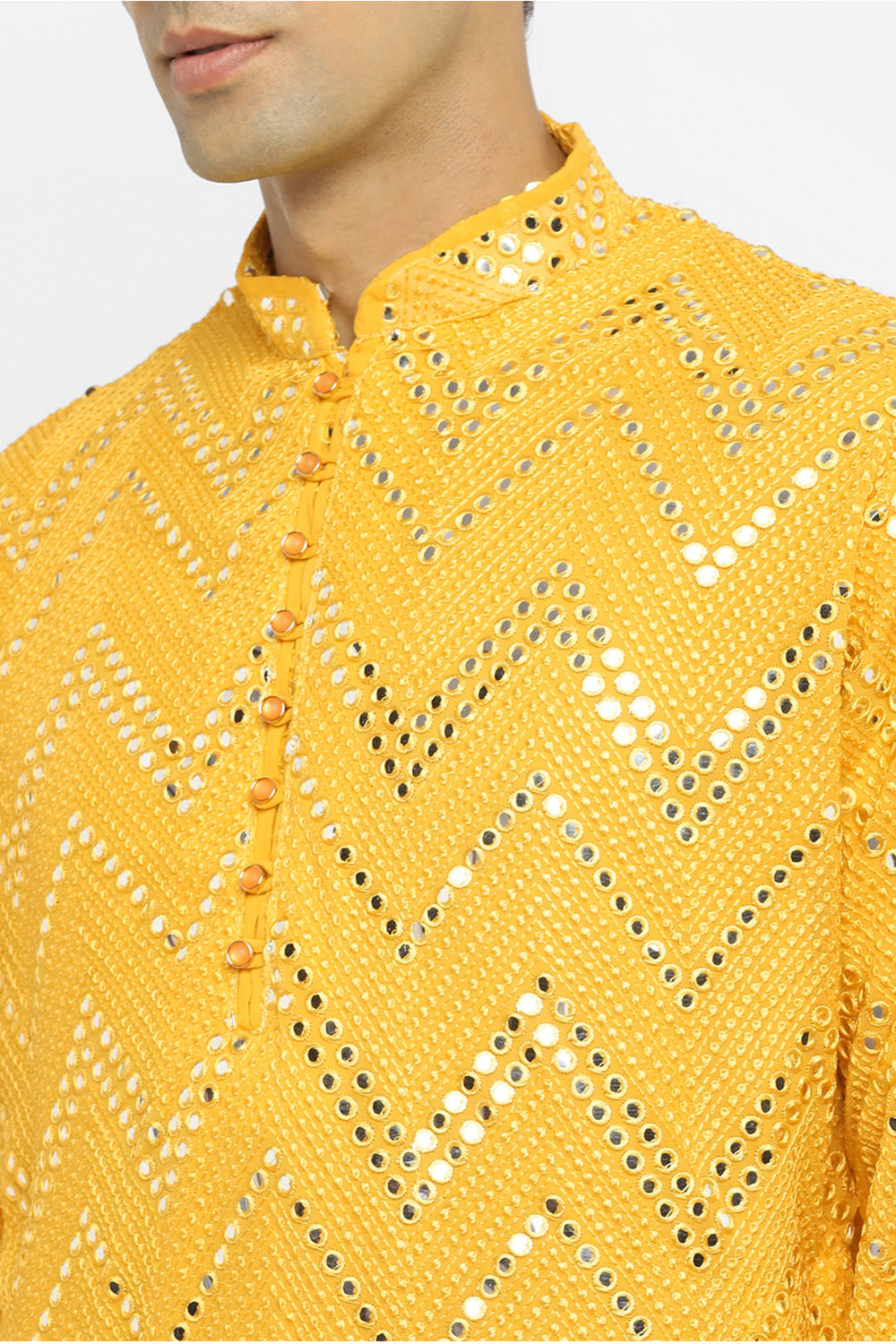 Chevron Mirror Embroidery Kurta Set