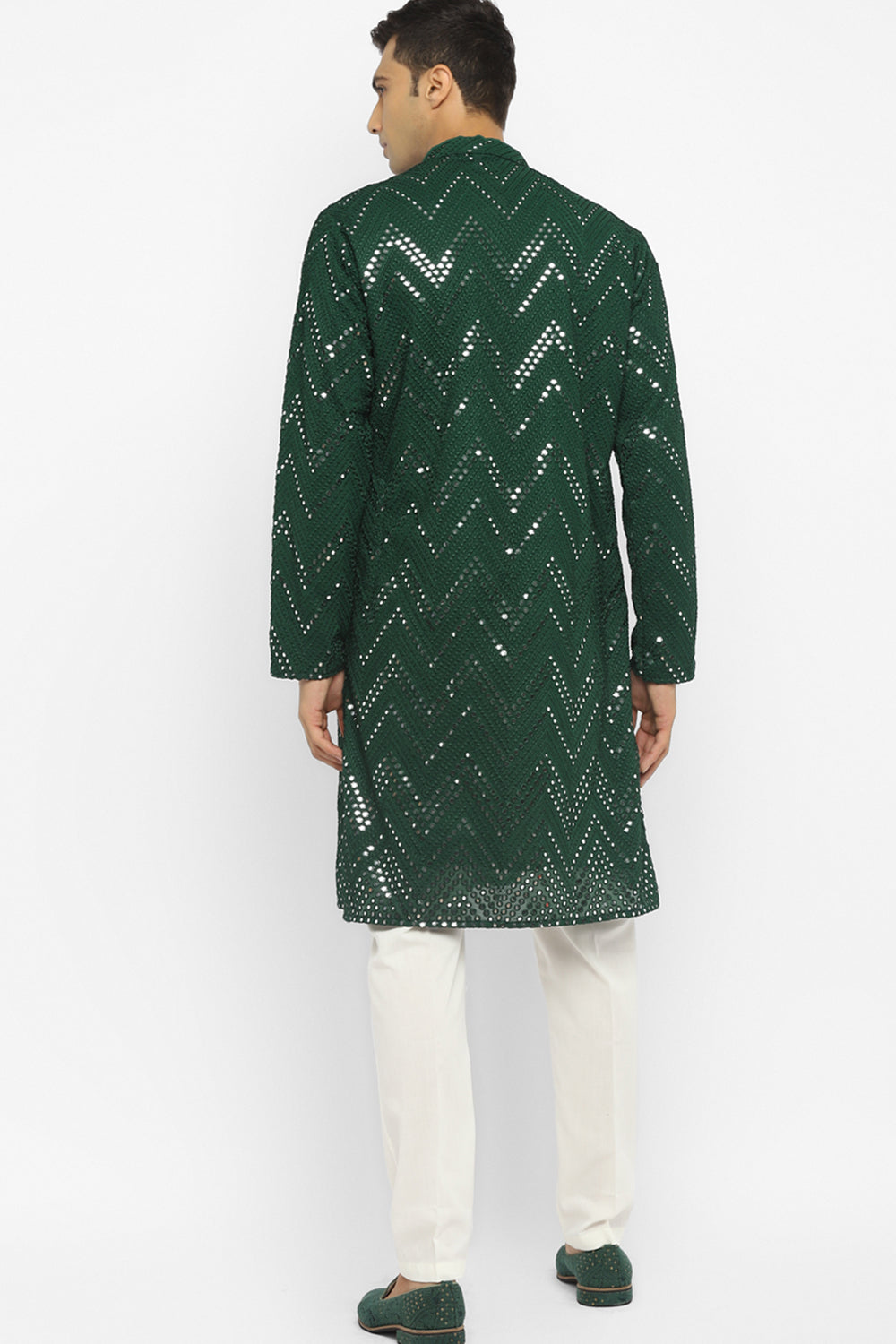 Chevron Mirror Embroidery Kurta Set
