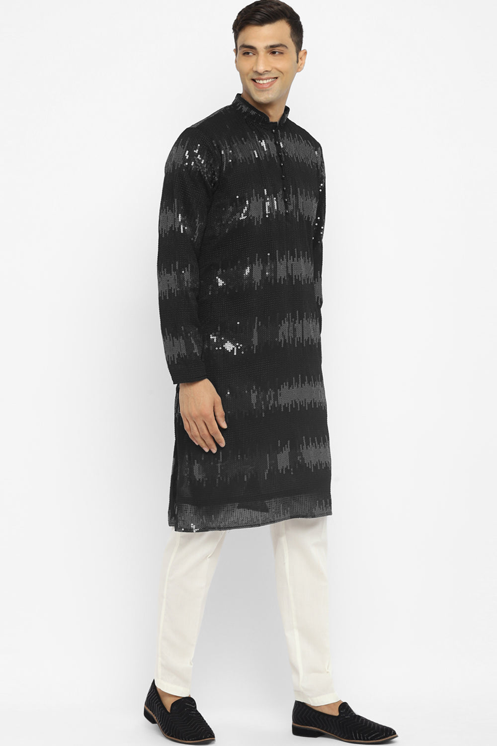 Embroidered Kurta Set With Sequin Work