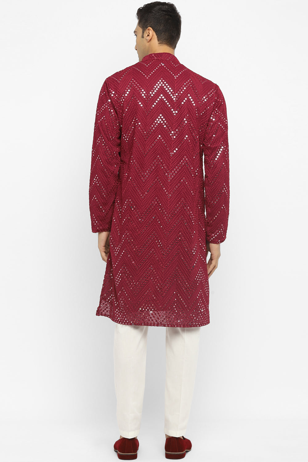 Chevron Mirror Embroidery Kurta Set