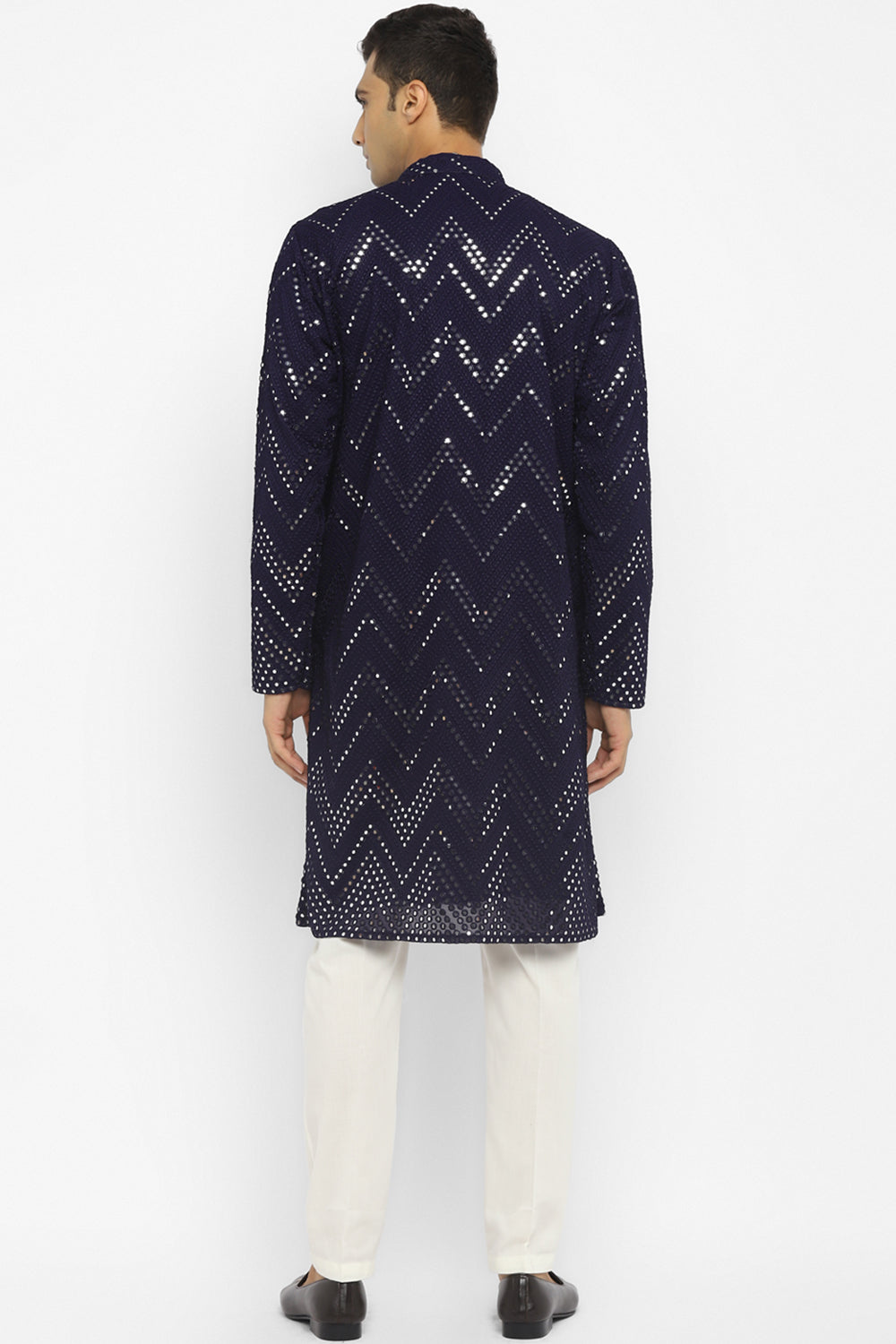 Chevron Mirror Embroidery Kurta Set
