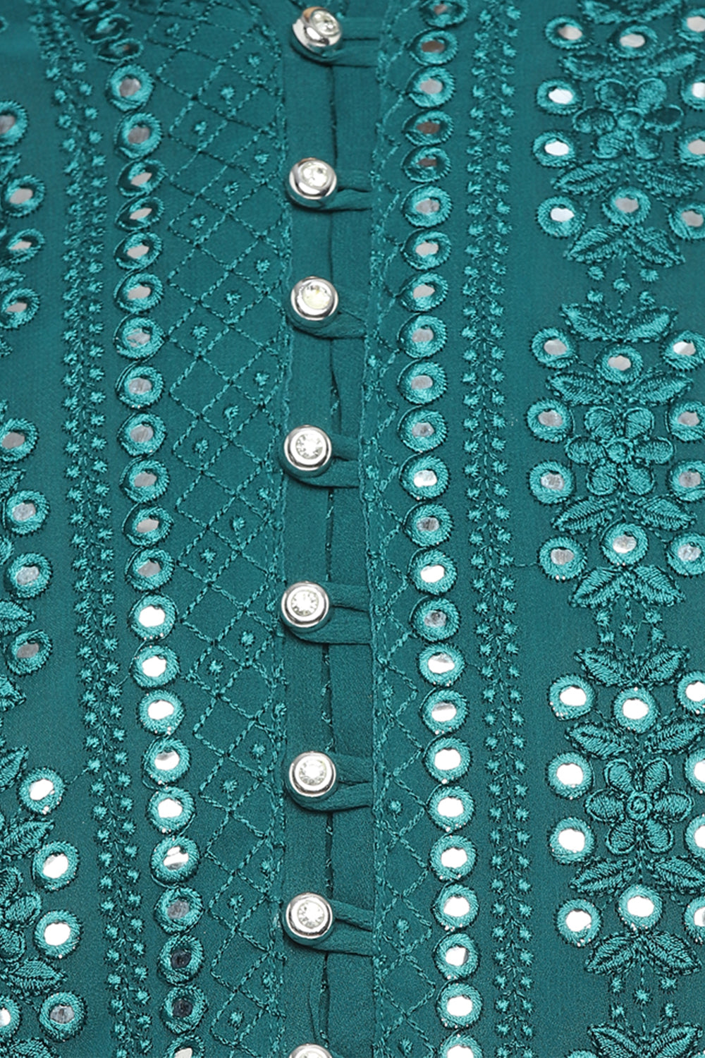 Panel Designed Mirror Embroidery Kurta Set