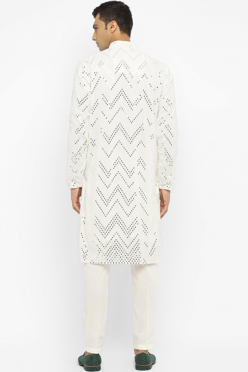 Chevron Mirror Embroidery Kurta Set