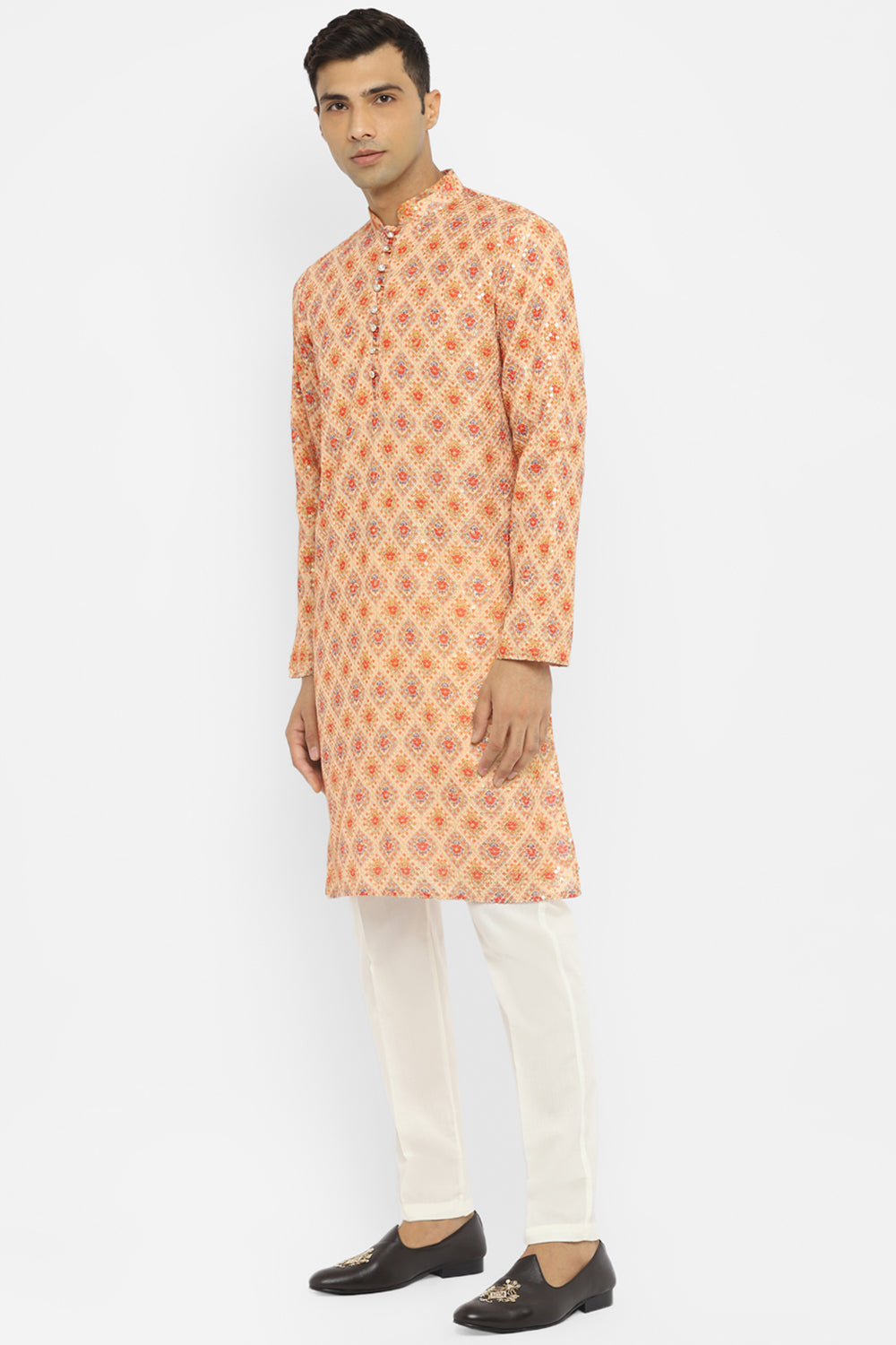 Formal Printed Kurta With Sequin Embroidery