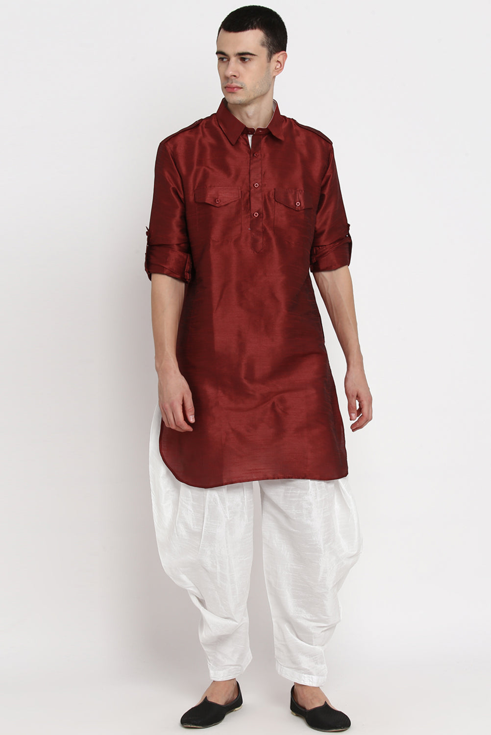 Mens Silk Pathani Suit Set