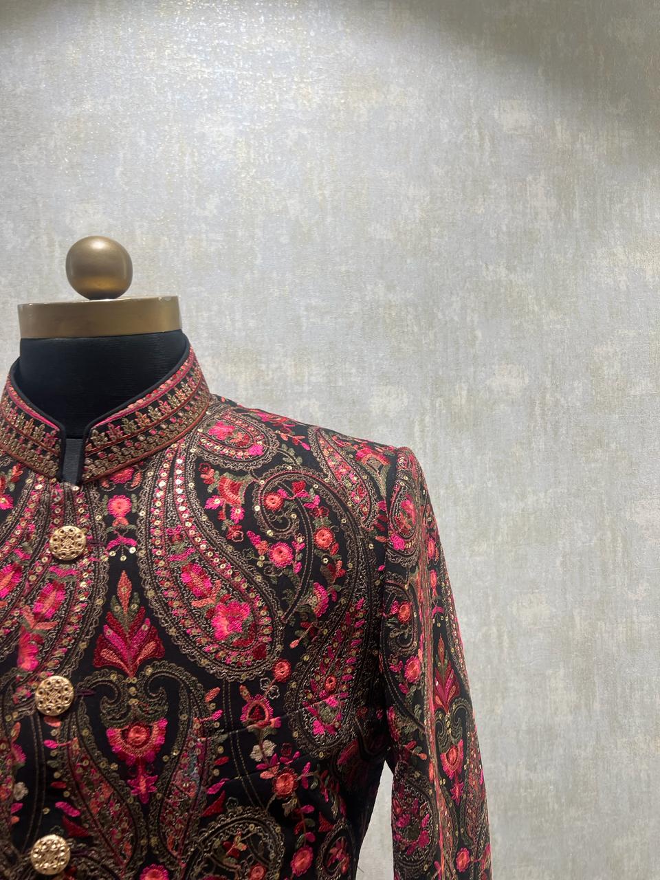 Kashmiri Embroidered Bandhgala Suit Set