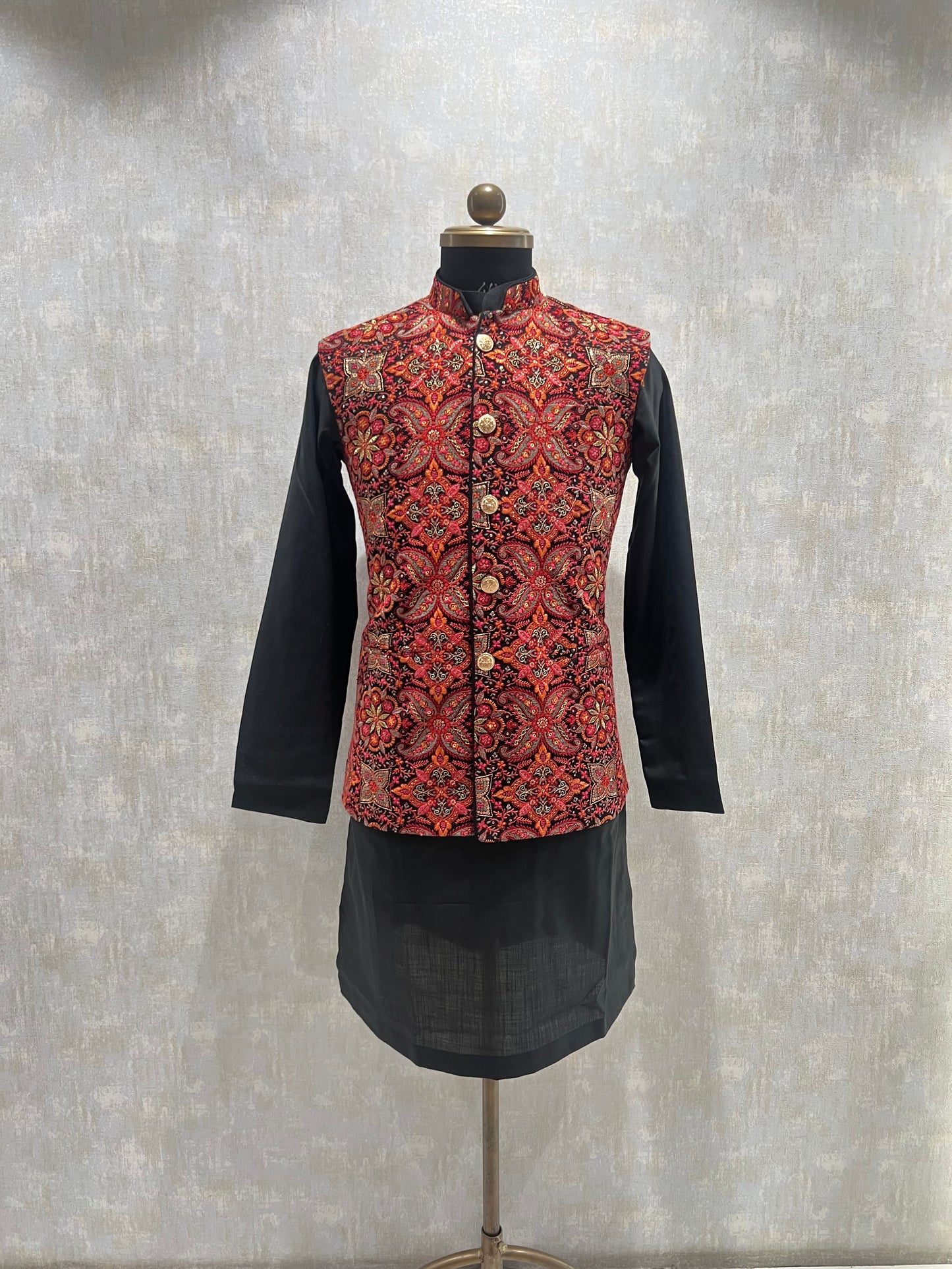 Kashmiri Embroidery Kurta Jacket Set