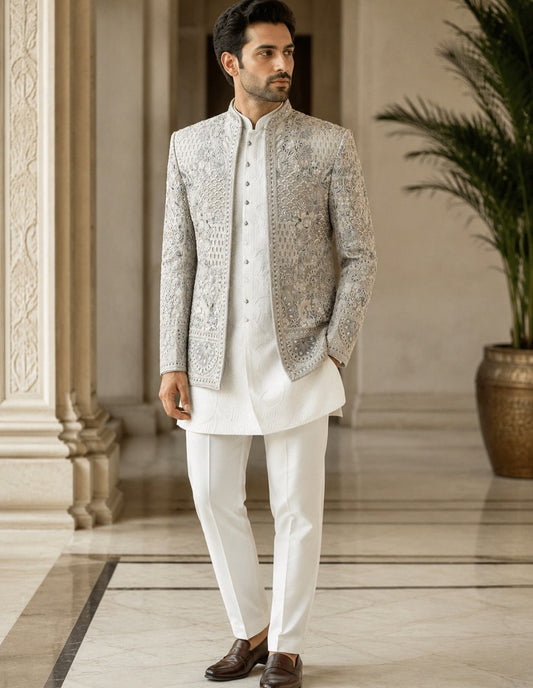 Mens Hand Embroidered Open Jodhpuri Set