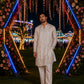 Ivory Embroidered Kurta With Leather Accents