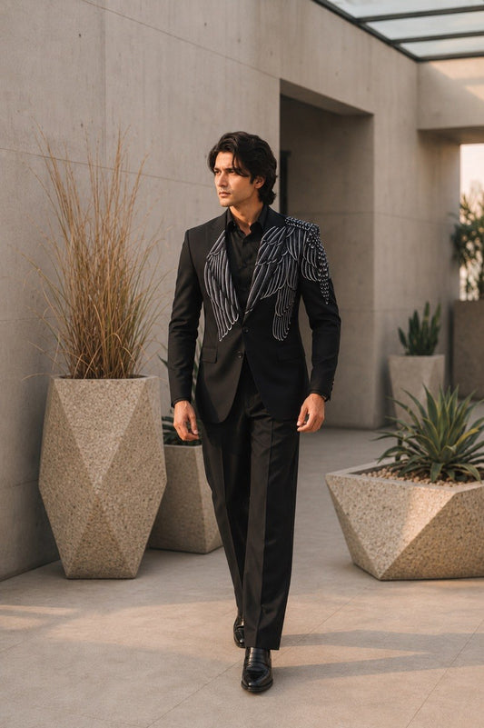 Hand Painted Tuxedo With Crystal Embellishments
