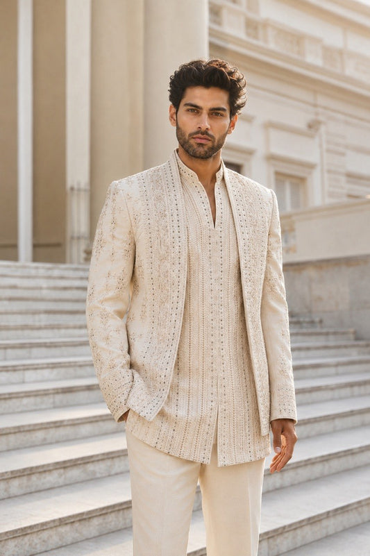 Mens Hand Embroidered Open Jodhpuri Set
