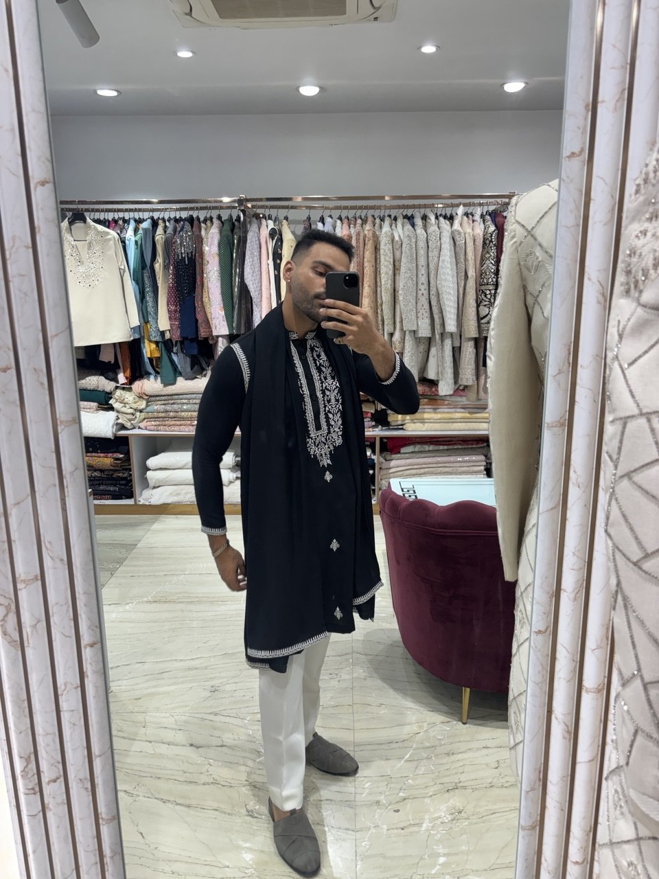 Threadwork Japaneese Kurta Set With Dupatta