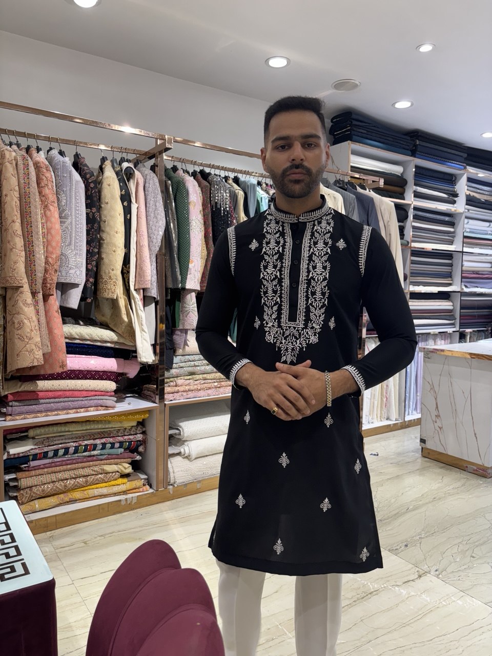 Threadwork Japaneese Kurta Set With Dupatta