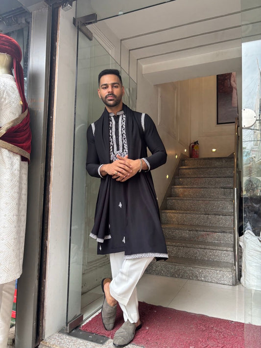 Threadwork Japaneese Kurta Set With Dupatta