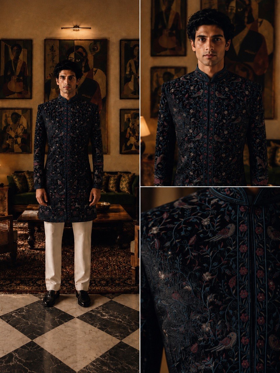 Vantara Themed Indowestern Set With Ivory Pants