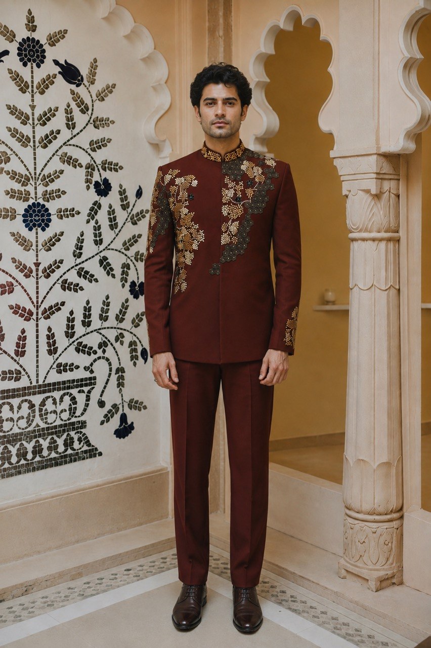 Hand Embroidered Bandhgala Jodhpuri Suit